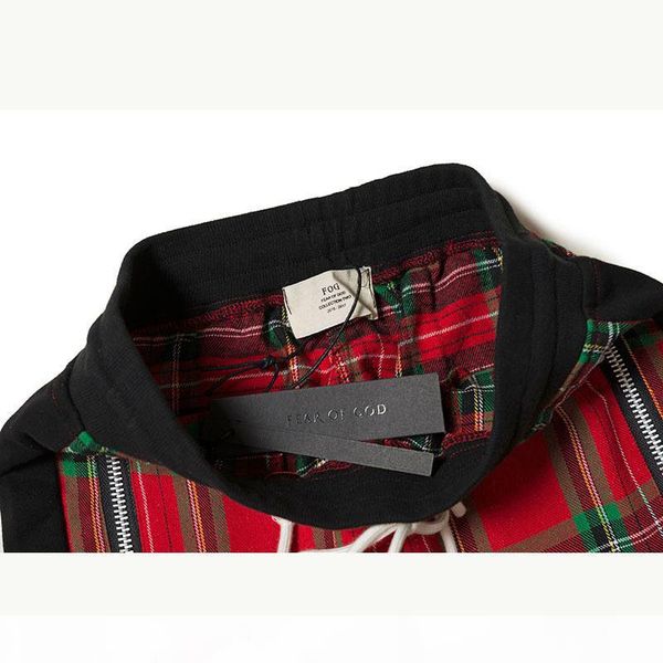 

2018 new fear of god plaid sweatpants men women 1:1 casual drawstring waist skinny pants zipper fear of god sweatpants y1892811, Black