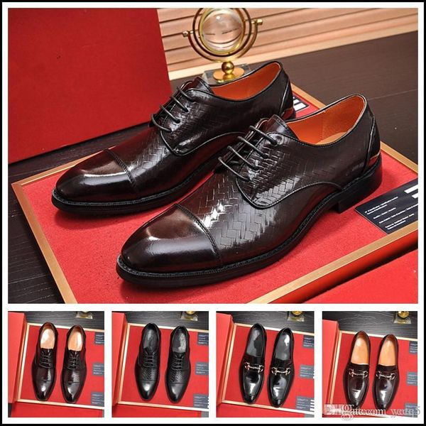 

mi 21ssnew men dress shoes shadow patent leather luxury fashion groom wedding shoes men luxury italian style oxford shoes big size 33, Black