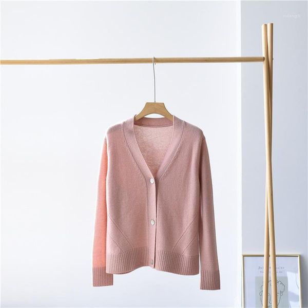 

women sweater 2020 new sweater knitted cashmere cardigan women's long sleeve loose1, White