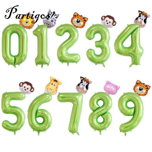 

40 inch Fruit green Number foil Balloons animal Balloon Monkey giraffe zebra figure 1 2 3 year kid boy girl Birthday Party decor