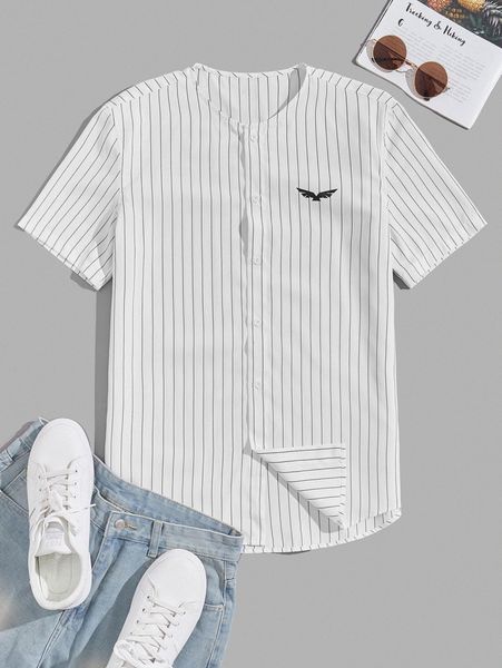

men striped & wings print tee v6jq#, White;black