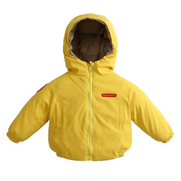 

autumn winter children double sided wearable hooded warm down jacket height110cm, Black;white