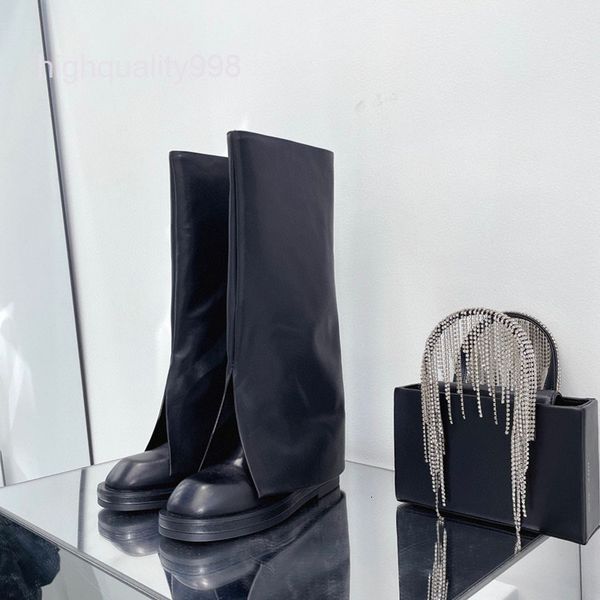 

boots high end quality long boots women's leather knight trouser leg deep fried street below knee sweet cool high, Black