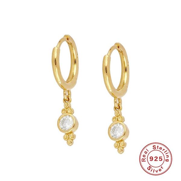 

boako 925 sterling silver clear zircon pendant drop earring pendiente for women fashion luxury crystal circle earring jewelry