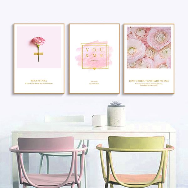 

nordic роза цветы розовые сердца холст картины современные печатает плакаты ins стены искусства картины для моды гостиная home decor