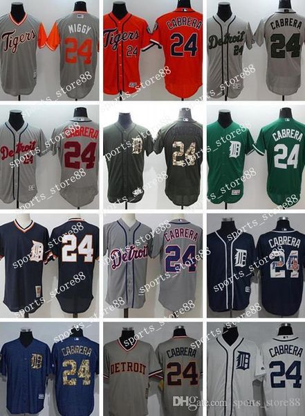

custom men women youth tigers jersey #24 miguel cabrera black white grey baseball jerseys size s-xxxl, Blue;black