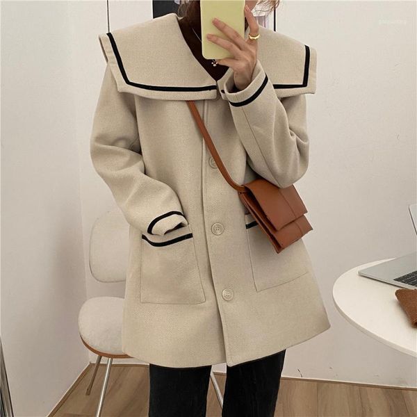 

alien kitty 2021 new lambswool big collar sweet warm outerwear women casual office lady street loose coat plush jackets 1, Black;brown