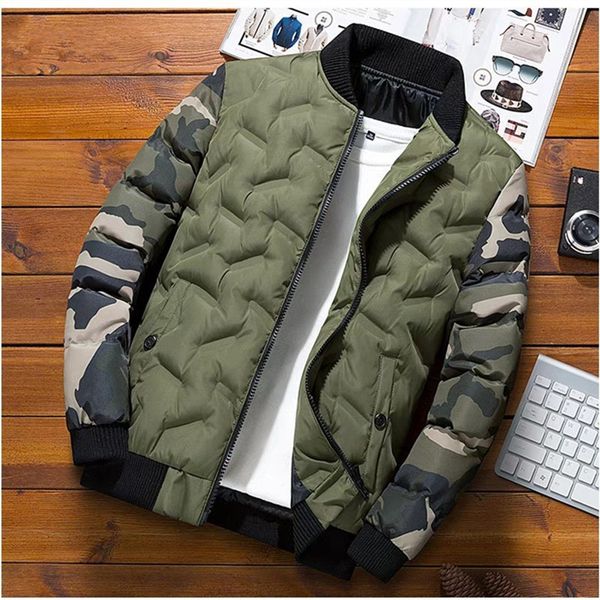 

mens winter jacket down cotton-padded camouflage baseball uniform cross-border foreign trade menswear fashion brand thermal cotton-padded cl, Black;brown
