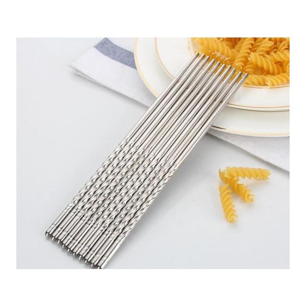 

500 pairs\pack stainless steel chopsticks anti-skip thread style durabl wmtjal pthome