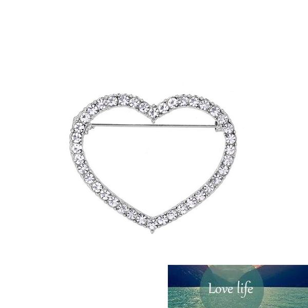 

new arrival rhinestones pave hollow heart shape brooch pins, Gray