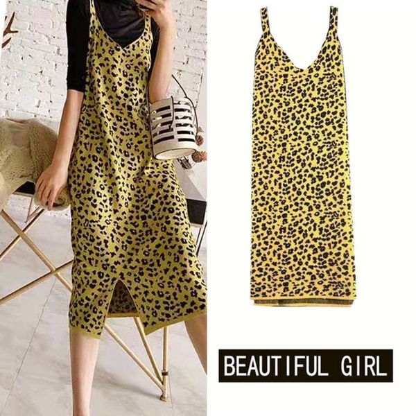 

knitted new spring sling dress 2020 women's and versatile medium length vest, White