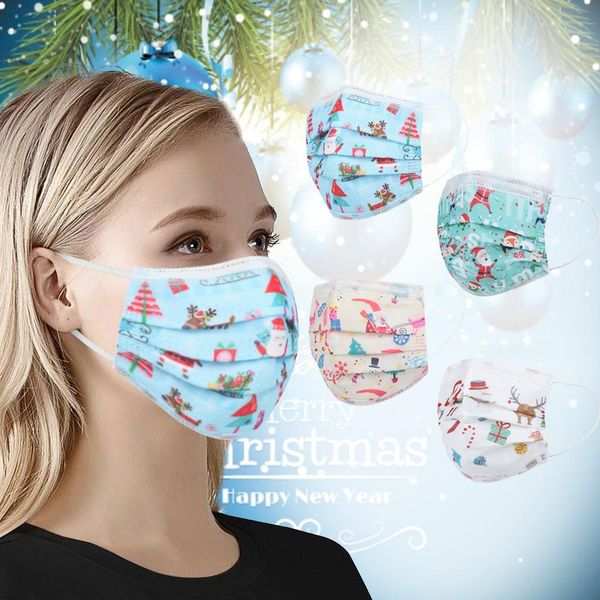 

disposable christmas face mask industrial mask 3 layer non woven breathable mouth masks gezichtsmasker d45 wmtfwk xhhair
