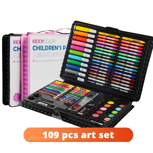 

109pcs art set watercolor brush pen artist tool kit art marker painting set for kids gifts box drawing toys supplies