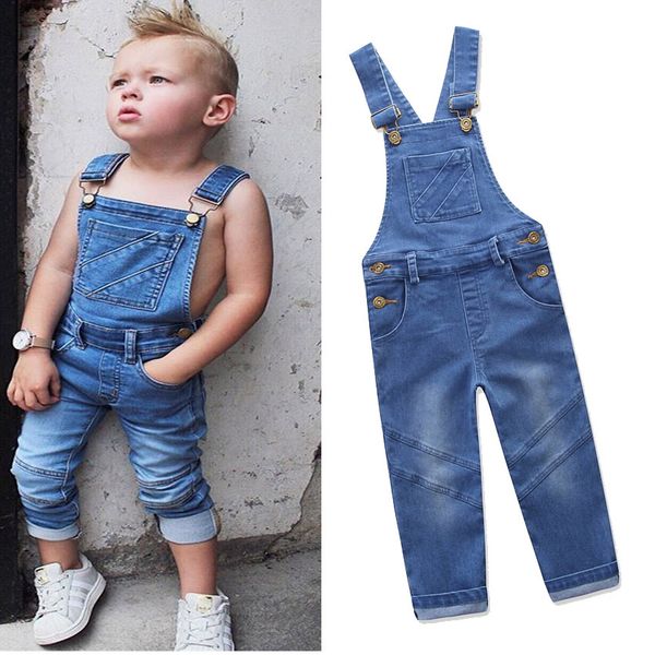 BAMBINO Ragazze Vestiti estivi Ragazzo Ragazza Pantaloni con bretelle Moda Tuta da cowboy Jeans Pantaloni di colore puro Abbigliamento per bambini