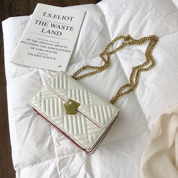 

superior2020 small chic bag woman chain single shoulder package western style embroidery line oblique