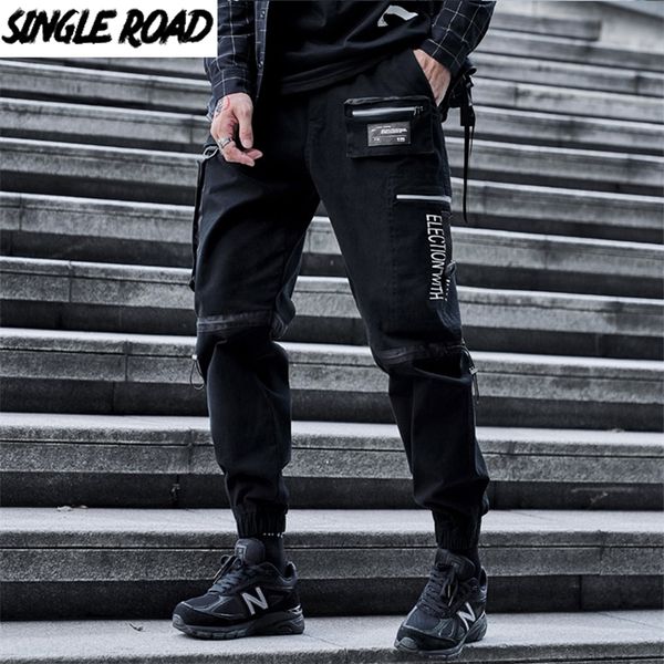 

singleroad mens cargo pants men fashion black side pockets joggers hip hop harajuku japanese streetwear trousers pants men 201110