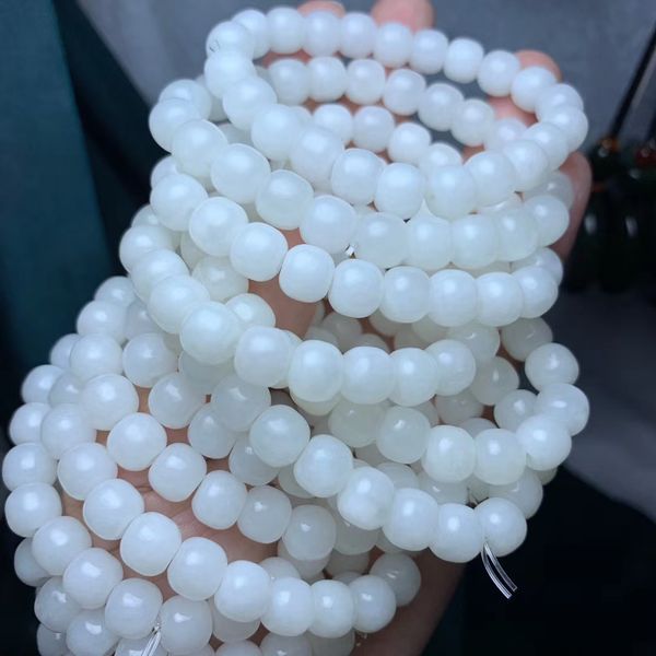 

n old bead single ring bracelet with sufficient ice permeability and bracelet white jade white jade fine and warm material without any c, Golden;silver