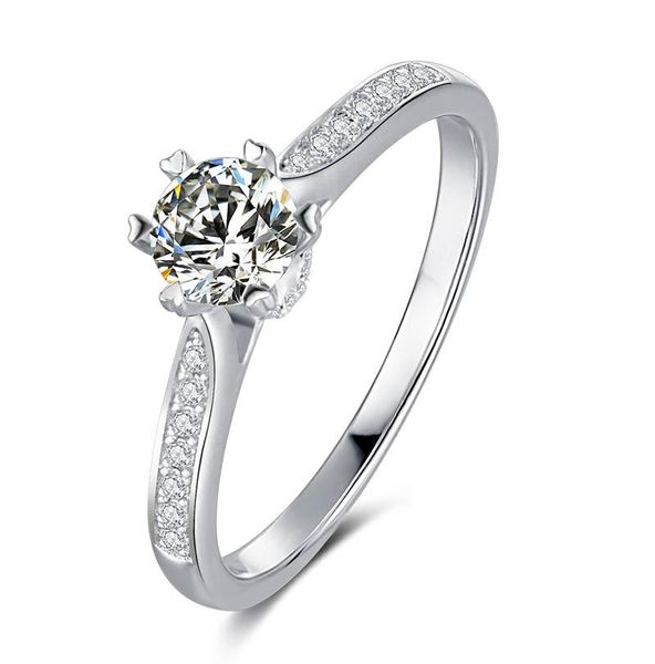 

cluster rings white gold sterling ring 0.5ct 5.0mm moissanites row line classic six femme for women m26b, Golden;silver