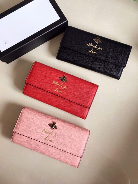 

new designer wallet with box luxury purse with box genuine leather mens wallet 454070 1910-3.5cm, Red;black