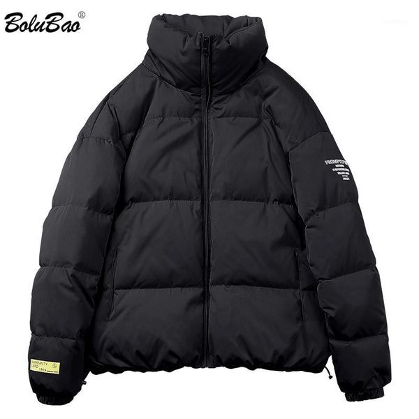 

bolubao trend brand men solid color parkas men's fashion casual simple wild parka winter new male thick warm parka coats1, Black