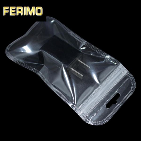 

storage bags clear plastic package bag sundries electronics accessories pouch hang hole kraft paper zipper pack 7x11cm