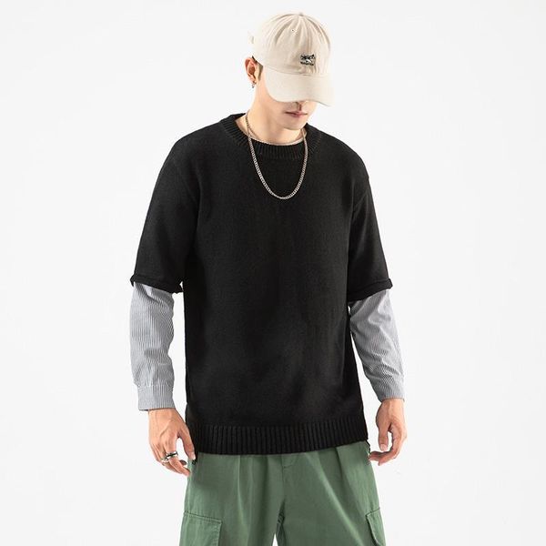 

fashion classic o-neck sweater men's oversize pull plus oversized -5xl 2020 long sleeves pullover for autumn spring winter1, White;black
