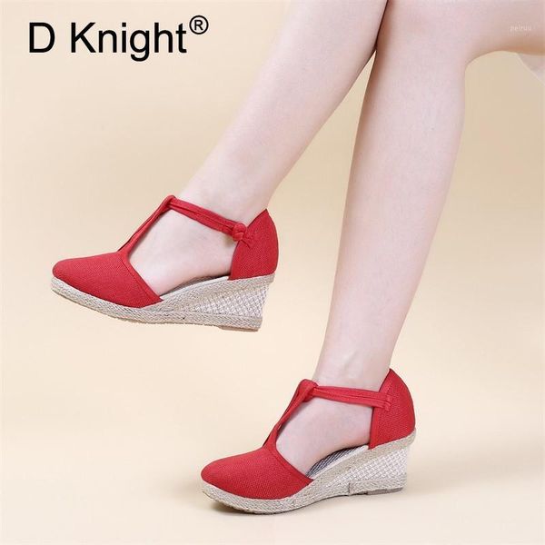 

dress shoes 2021 dropship wedges high heels casual platform comfortable summer ankle-strap canvas women sandals espadrilles1, Black