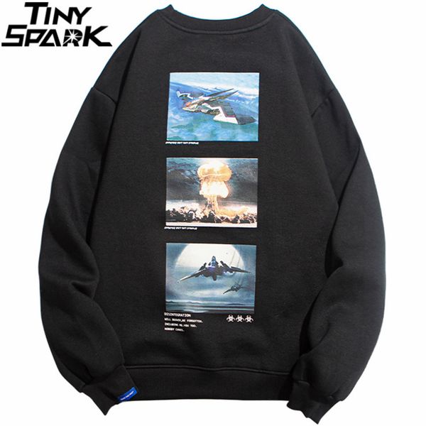 

mens hip hop 2020 streetwear no hood sweatshirt picture printed pullover cotton loose black hoodie sweat shirt