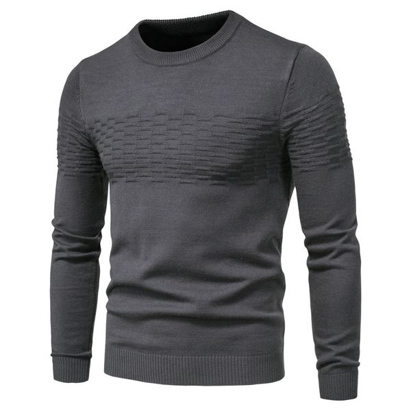 

Winer - men's casual coarse wool sweater, cotton pullover, high elasticity, fashion, tight fitting, round neck, new in 2020, White;black