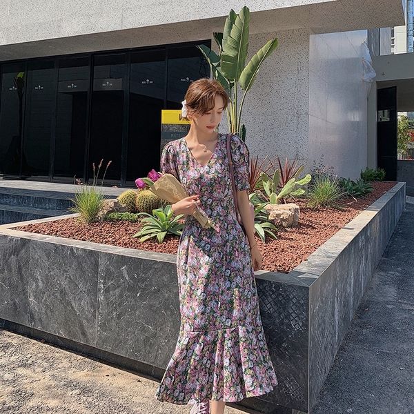 

ipjmh floral women's summer french love dressplatycodon grandiflorum fairy super fairy slimming fishtail first dressdress dress q4xbe, Black;gray