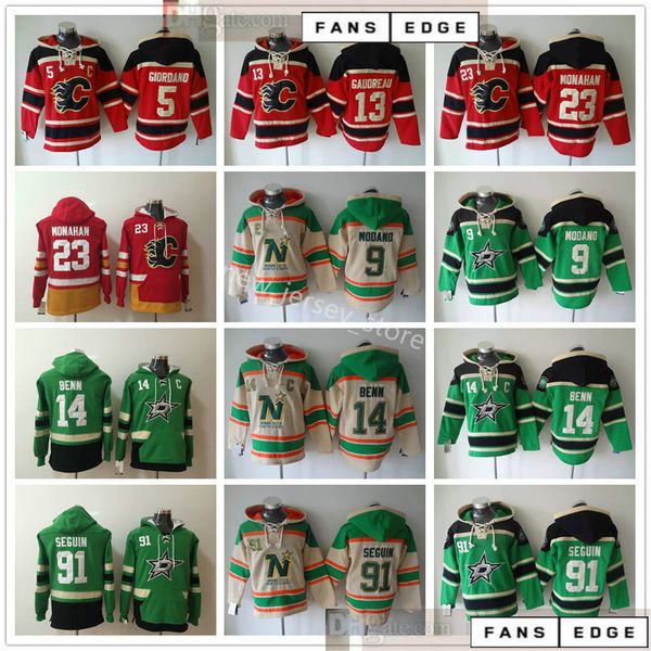 

stars hockey hoodie sweatshirt 9 mike modano 14 jamie seguin benn calgary flames 23 sean monahan mark giordano johnny gaudreau hoodies, Blue;black
