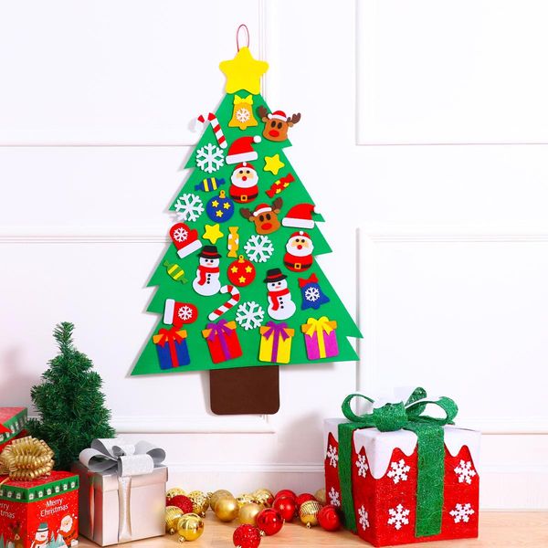 

31pcs diy felt christmas tree artificial tree wall hanging ornaments christmas decoration for new year gifts kids toys home wmtbon xhhair