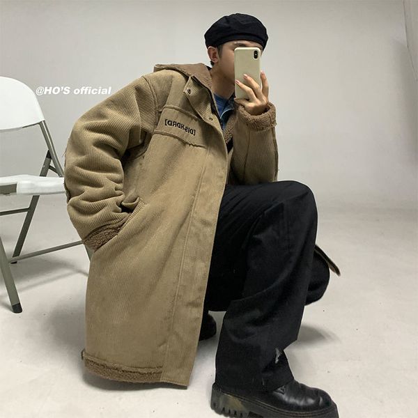 

new masculino-acolchoado 2021 outono inverno novo veludo capuz de algodo-acolchoado casuais juventude masculino khy9, Black