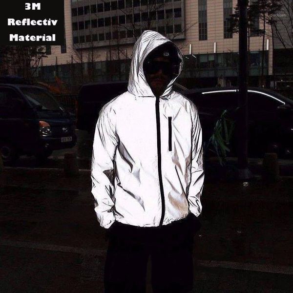

new men's waterproof 3m super reflective running jacket riding motorcycle night safe coat outwear windbreaker1, Black;brown