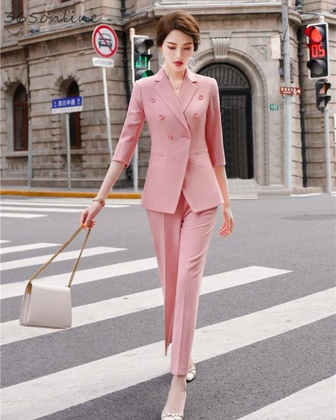 

fashion styles formal uniform designs pantsuits with big pants and jackets for women business work wear professional blazers1, White