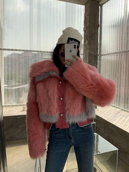 

women's fur & faux sweet genuine wool female jacket autumn winter short warm coats real sheepskin clothing casacos feminino zjt1658, Black