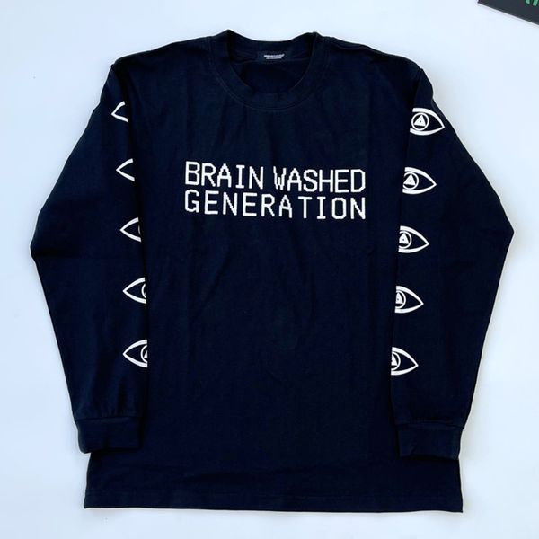 

men's hoodies fla independent under 17ss cover style takahashi shield uc short sleeve t-shirt sweater long round neck print80, Black