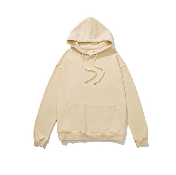 

solid color hoodie sweater men's terry cotton loose long-sleeved jacket light board blank, Black