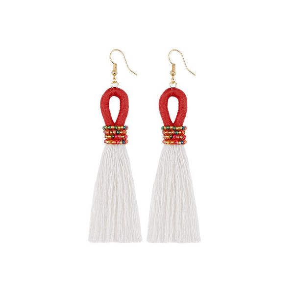 

1pair bohemia cotton thread tassel fringed earrings diy jewelry bag decorative accessories key chain craft beads tassels pendant h bbytpo