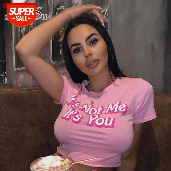 

artsu letter print casual cotton tshirts women fashion short sleeve crop t shirt ladies basic cute pink tee streetwear asts21547 #cp1o, White