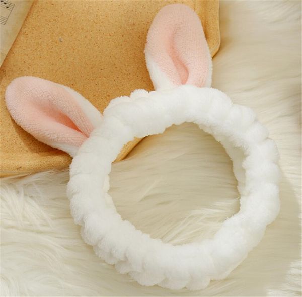 

garden home wash face women girls hairbands soft warm coral fleece bow animal ears headbands headwear hair bands turban hair accessories, Black;brown