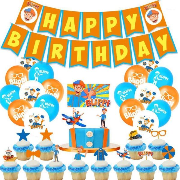 

10pcs blippi theme birthday party decoration balloons baby baby party birthday package 12 inch latex balloons shower1