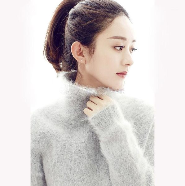 

women's sweaters wholesale- genuine mink cashmere sweater women pure pullovers knitted customized color big size 1, White;black