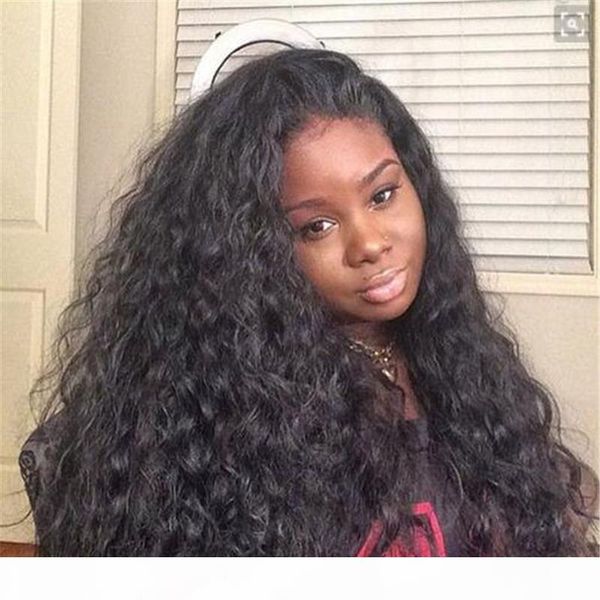 

freeshipping полный шнурок человеческих волос парики для чернокожих женщин 180% плотность бразильского kinky завитые фронта шнурка парик вол, Black;brown