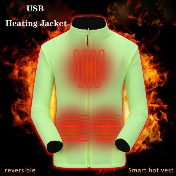 

outdoor t-shirts washable usb men's heated vest thickened heating jacket color black and green climbing winter solid fashion women, Gray;blue