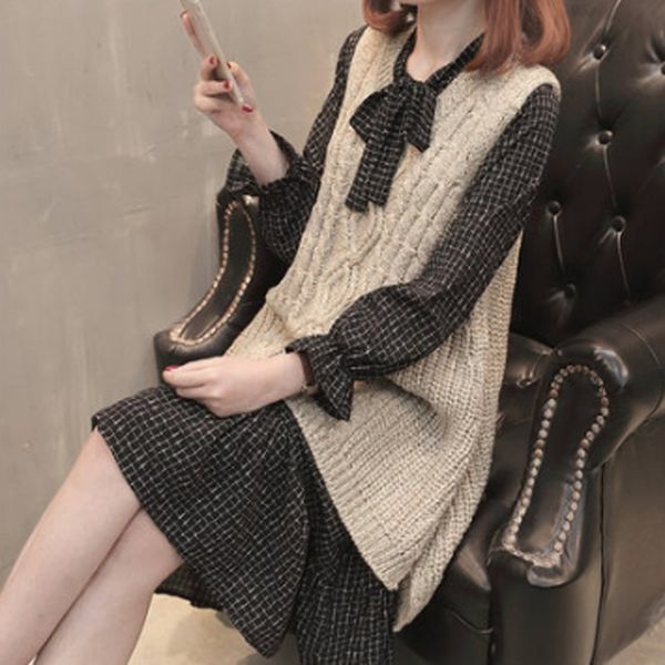 

pv79x 2020 плюс платье женщин одежды жира сестра осень плюс размера fashionand зимнего костюма свободного fashi моды в западном стиле из дву, Gray