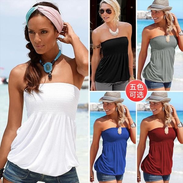 

summer beach white shirt 2020 off shoulder strapless women t shirt female casual t plus size clothing