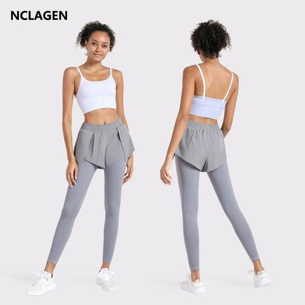

nclagen yoga vest set sports women sportwear quick dry gym clothes running short pants pocket fitness suit two piece tracksuit, White;red