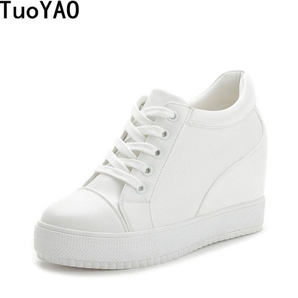 

new spring white hidden wedge heels casual shoes woman platform shoes elevator 7 cm high-heels outdoor walking sneakers women 1020, Black;white
