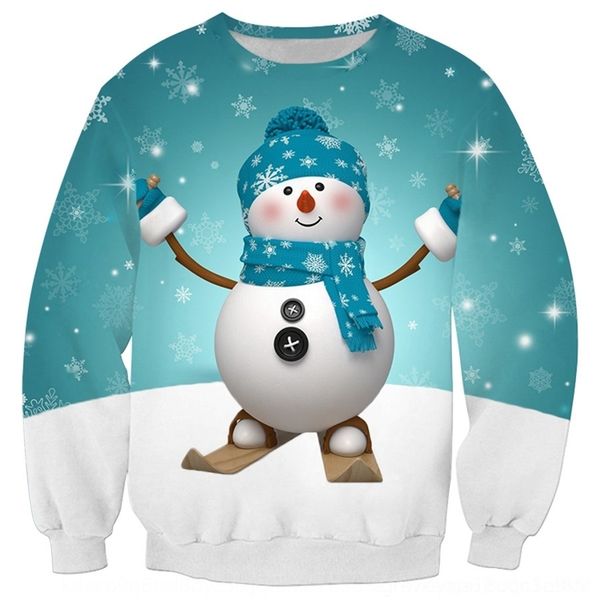 

yx9mz christmas sweater snowman 3d printing digital round neck snowman long sweatersweatersleeve t-shirt men's sweater christmas 3d dig, Black